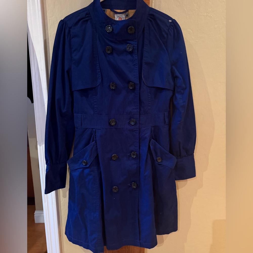 Tulle Royal Blue Double-Breasted Trench Coat – Size L